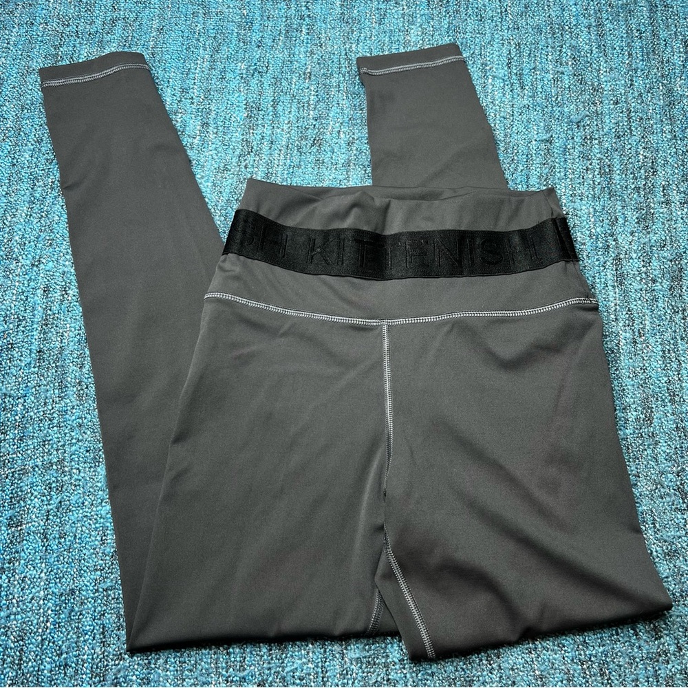 Kittenish High Rise Logo Band Leggings in Gray Black Jessie James Decker